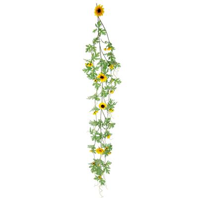 Kunstblume I.GE.A. "Sonnenblumenranke", gelb, B:16cm H:125cm L:6cm, Obermaterial: 80% Polyester, 20% Kunststoff, Kunstpflanzen, Künstlich Sonnenblumen Girlande Reben Hochzeit Landhaus Blumenkette