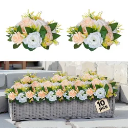 VEVOR Kunstblumen, 10 Stück, 240x240x120 mm, künstliche Blumenkugeln, Seidenrosen, Rosenarrangements für Hochzeiten, Partys, Tischdekorationen und Wohndeko, Champagnerfarbene & weiße Rosen