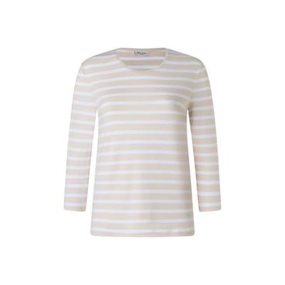 Rundhalspullover MAERZ MUENCHEN "Maerz Muenchen 119101 Langarmshirt Damen Bekleidung", Damen, Gr. 36, beige (braun), 95% Baumwolle, 5% Elasthan, Rundhals, Pullover Rundhalspullover