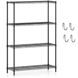 Helloshop26 - 4-stufiges Aufbewahrungsregal 91 x 35 x 138,5 cm verstellbar vielseitig modernes Design schwarzes Metall 20_0020871