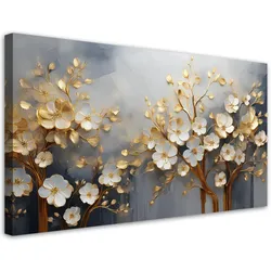 LEINWANDBILD Magnolienbaum abstrakt golden 100x50cm