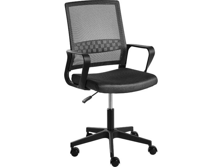 BELIANI Bürostuhl Schwarz Netzstoff Atmungsaktiv Drehbar Höhenverstellbar mit Armlehnen Modernes Design Computer Drehstuhl für Homeoffice Büro