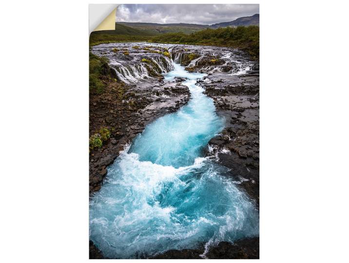 Wandbild ARTLAND Wasserfall Bruarfoss auf Island , blau (farbe bild(er): blau), B:40cm H:60cm, Bilder, Wandbild, als Alubild, Leinwandbild, Poster, Wandaufkleber in verschied. Grössen