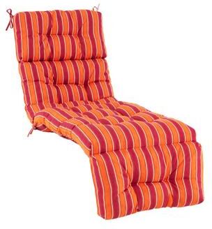 Costway Outdoor Lounge Chaise Cushion with String Ties for Garden Poolside-Red