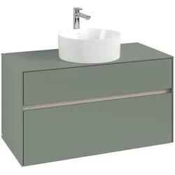 Villeroy & Boch Waschbeckenunterschrank Collaro C038B0, Eckig Soft Green, 1000x548x500mm, mit Beleuchtung und Smarthome-Funktionalität