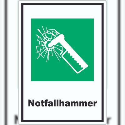 HB-Druck Notfallhammer Aufkleber A9 (37x52mm)