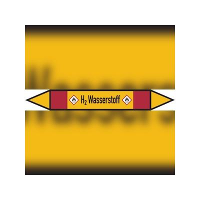 Rohrleitungskennzeichen H2 Wasserstoff - 270x37 mm Folie selbstklebend
