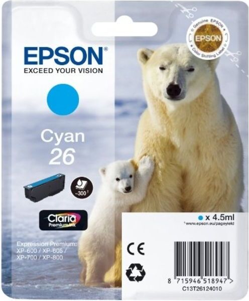 Epson 26 (C13T26124012) - Cyan - Cartouche d'encre Cyan