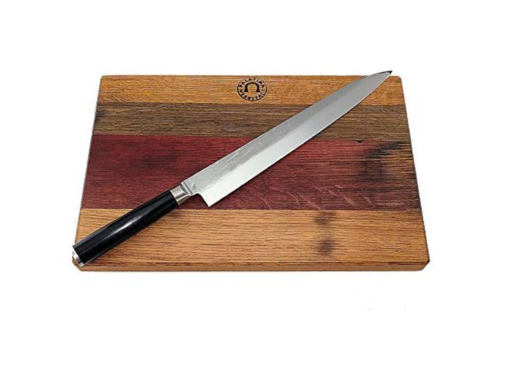 Kai Shun Pro Sho Angebotsset VG-0006 Yanagiba ultrascharfes Fischmesser 27 cm + handgefertigtes Fassholzbrett 30x18