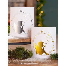 Dekoleuchte Engelszauber LED Papier gold