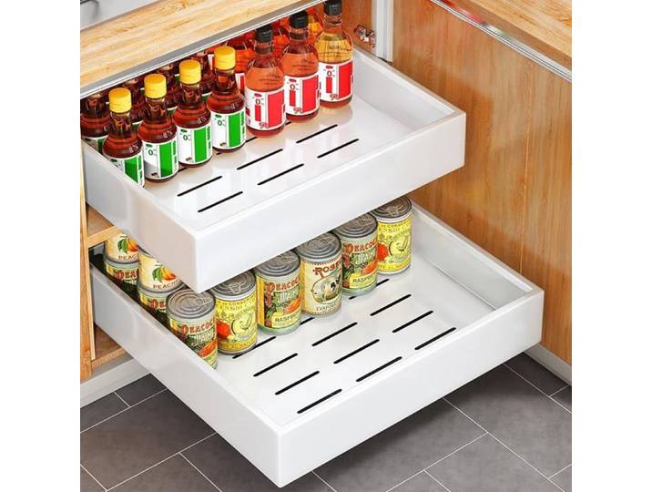Blanc Tiroir Coulissant Telescopique Cuisine pour Placard de Cuisine 43Profondeur x 35cm Largeur-43cmP Tiroir Co MEUBLE A EPICES