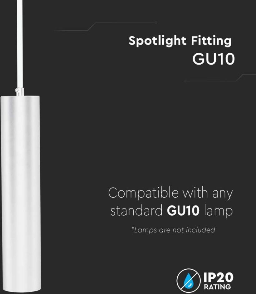 V-Tac Vt-976 Lampadario Led Portafaretto Pendente A Sospensione Gu10 In Alluminio Bianco 300mm - Sku 6779