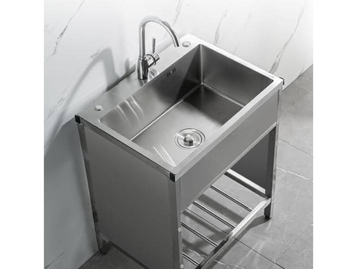 ZQFHSX Küchenspüle, freistehend, mobil, für Gastronomie, Edelstahl 304, Einzeln, mit Armatur, für den Außenbereich, Restaurant