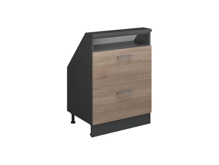 Vicco Dachschrägenschrank Rion , Sonoma/Anthrazit mit 2 Schubladen Robuste Front · Tiefe 46 cm · Höhenverst. Füße · 2 Schubladen · Für verschiedene Dachneigungen