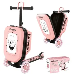 Kidiyana Kinderroller mit Koffer - 3-Rad Scooter pink