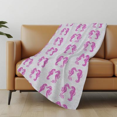 Addison Rugs Premium Machine Washable ASB194 Sea Horse Sherpa Throw Blanket