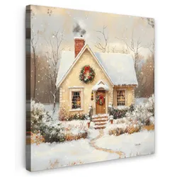 LEINWANDBILD Weihnachten - Zuhause - Winter - Schnee Deko Groß 90x90 cm