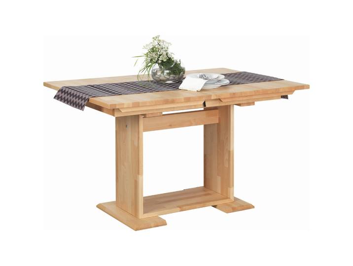 Livetastic Esstisch, Buche, Holz, Kernbuche, massiv, rechteckig, Wange, U-Form, 90x75x130 cm, ausziehbar, Esszimmer, Tische, Esstische, Esstische ausziehbar