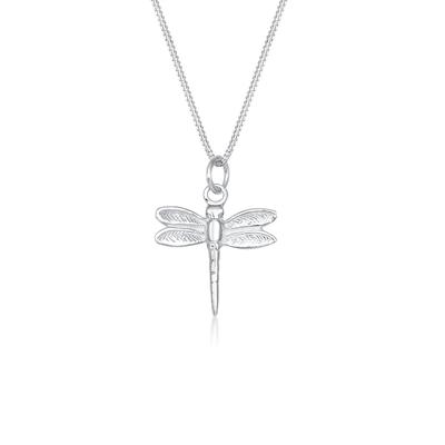 Kette mit Anhänger ELLI "Halskette Libelle Panzerkette Tier Natur 925 Silber" Gr. 55, silber, Halsketten, Damen, 55, ohne Stein, Silber 925 (Sterlingsilber)