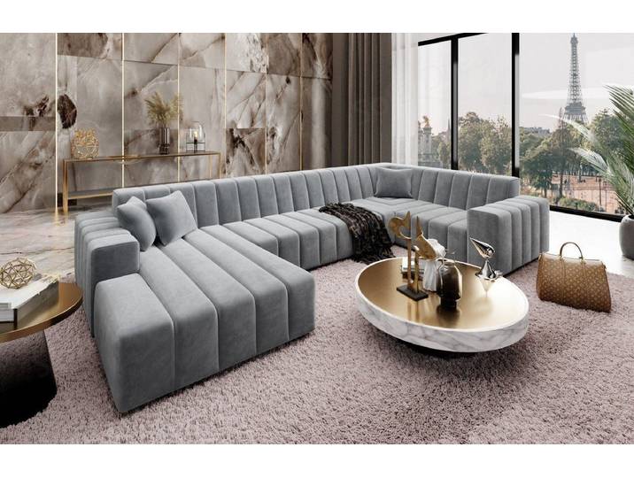 Sofa Dreams Wohnlandschaft Polster Sofa Wohnlandschaft Stoff Gran Canaria U Form Stoffsofa Modern, Loungesofa