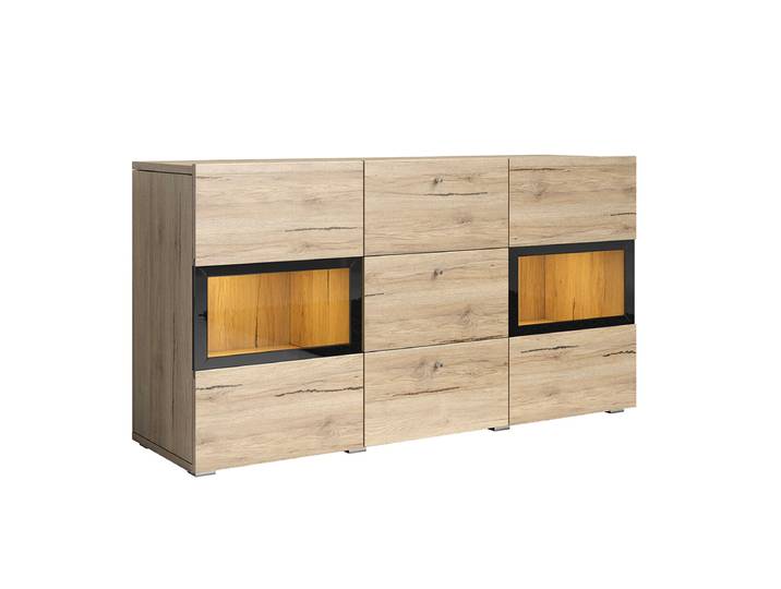 Buffet 2 portes 3 tiroirs avec LED Sloan Bois