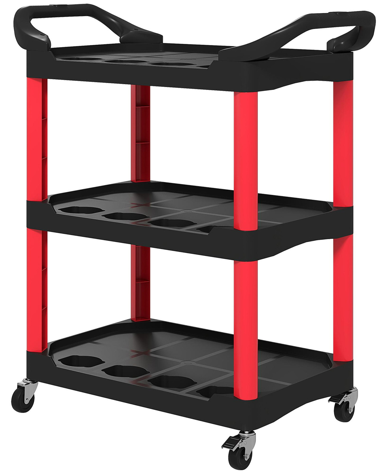 HOMCOM werkplaats trolley met 3 niveaus, gereedschapswagen met handgreep en haakgaten