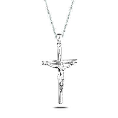 Kette mit Anhänger ELLI "mit Anhänger Kreuz Jesus Kruzifix Schmuck Geschenk 925 Silber", silber, Halsketten, Damen, 45, ohne Stein, Silber 925 (Sterlingsilber), L: 45