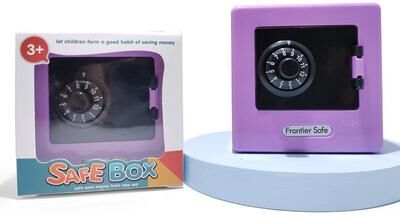Multisell Products Hub Mini ATM Bank Saving Box Retro ATM Rotating Password Coin & Banknote Deposit Box For Kids, Christmas Gift purple