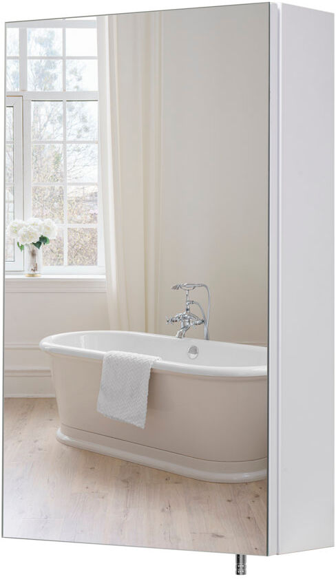 Croydex 400 mm W 670 mm H Surface Mirrored Bathroom Cabinets 2 Adjustable Shelves with Mirror White 670mm H