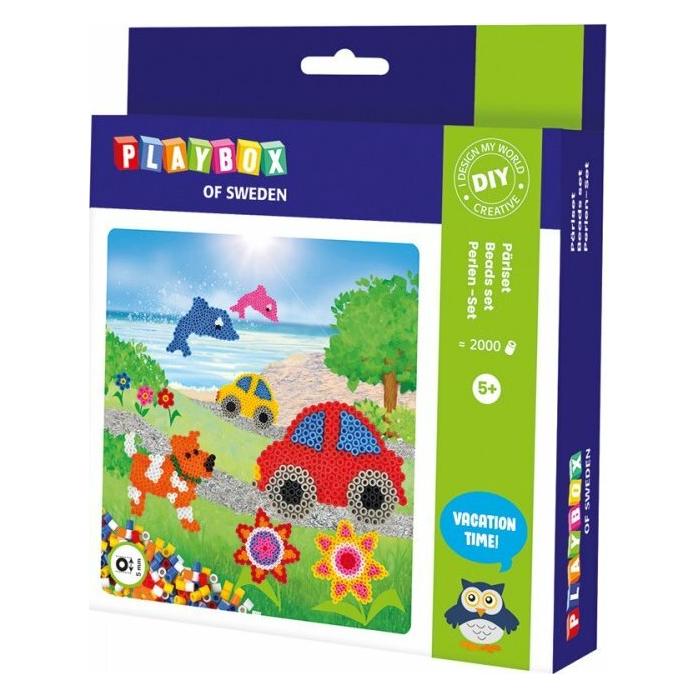Playbox Bügelperlenset Hunde, Autos, Delfine und Blumen 2000Stück (2456101)