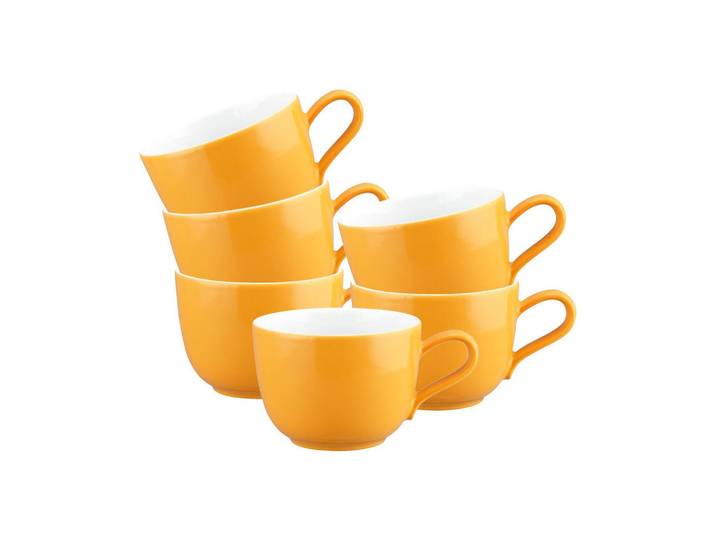 Seltmann Weiden Kaffeetassen Liberty Pure Colors Mango Orange 260 ml 6er Set, Keramik, 0.26 L, Rund, Geschirr, Tassen, Kaffeetassen