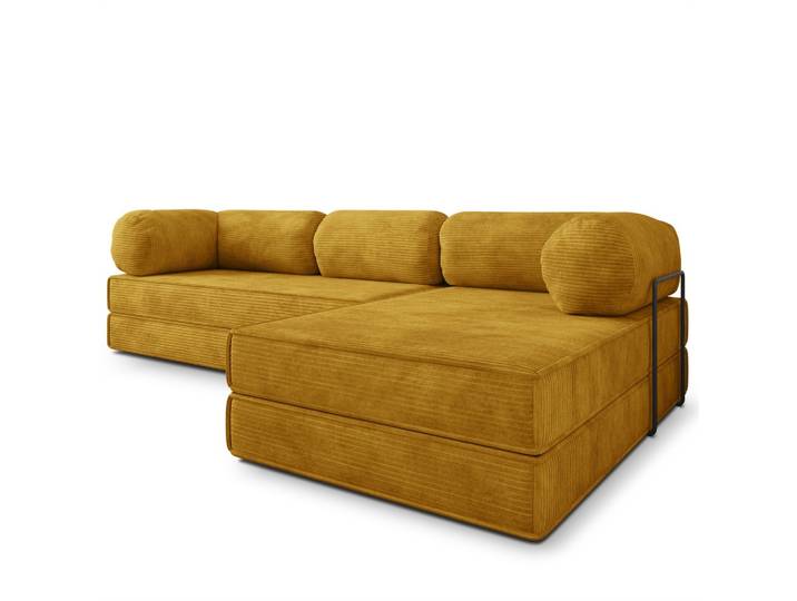 ECKSOFA ETERA modulares Boneless Sofa mit Schlaffunktion Gelb Kordstoff