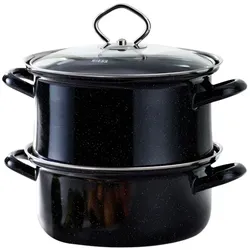 Riess Universaldämpfer mit Glasdeckel Ø22cm Schwarz Emaille