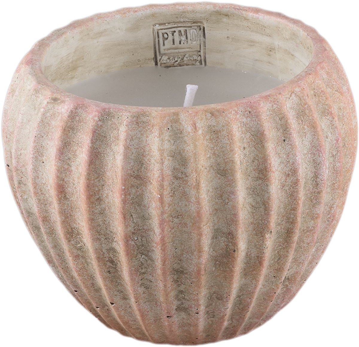 PTMD Elora Bruine Cement Outdoor Kaars Geribbeld M