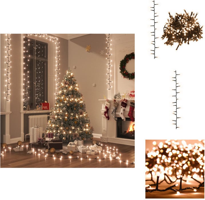 vidaXL LED-lichtketting met 2000 LED's, warm wit, 45 meter, PVC - Kerstverlichting