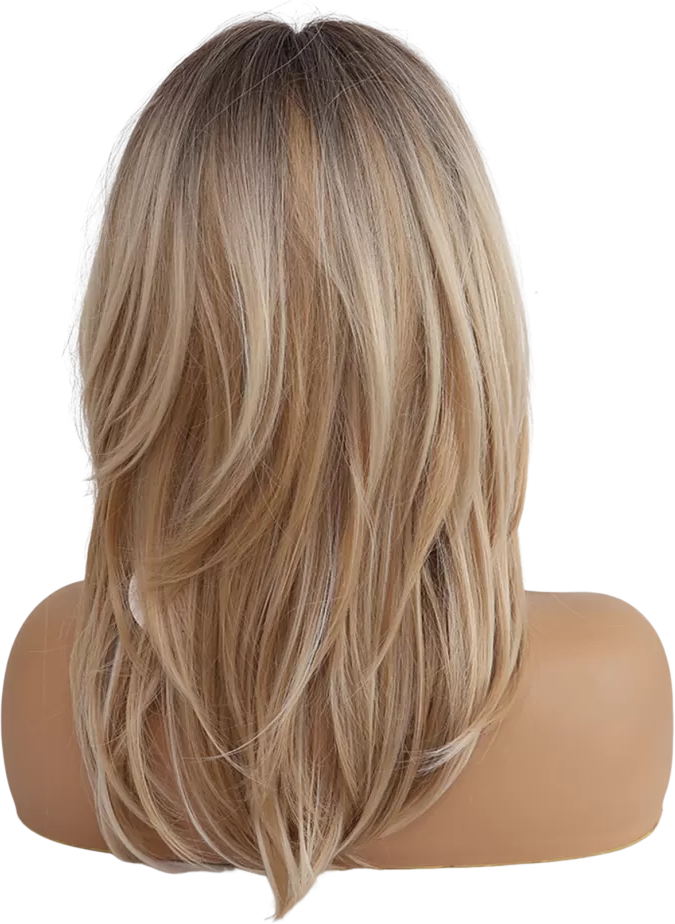 INF Blondes longues et bouclées, perruques synthétiques mi-longues pour femmes 50 cm