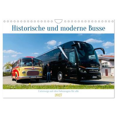 Historische und moderne Busse (Wandkalender 2027 DIN A4 quer), CALVENDO Monatskalender