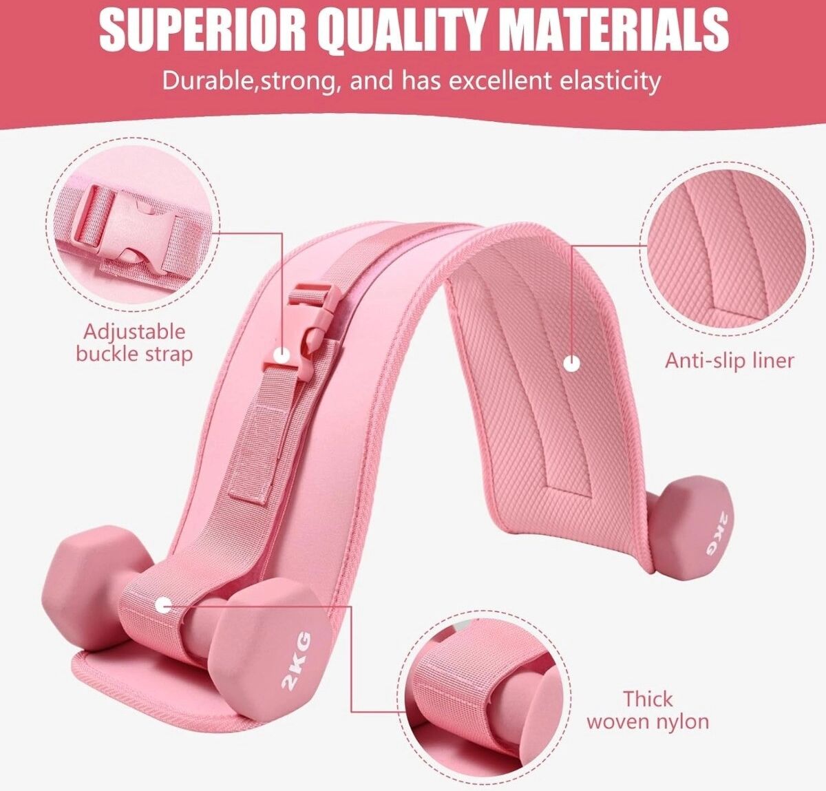 INF Neopren Hip-Thrust-Gürtel für Kurzhanteln – Gepolsterter Glute-Trainingsgürtel, 70cm x 14cm, Mehrfarbig Rosa