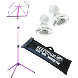 K&M 100-1 Notenständer mit Tasche mit 2 Magnete, Notenständer, Violett, Schwarz