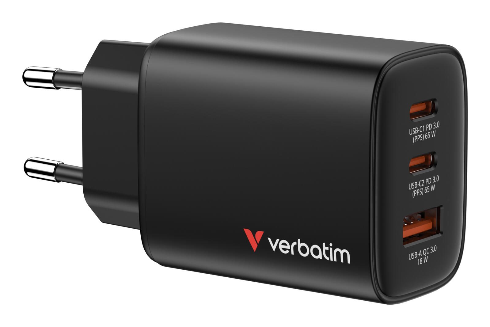 verbatim 65W USB-A, 2x USB-C Ladegerät, schwarz 32352