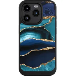 Nivocase Hülle für Apple iPhone 15 Pro Handyhülle NIVOcore Case Schwarz Glitzer Look Marmor Trends (Apple iPhone 15 Pro), Smartphone Hülle, Schwarz