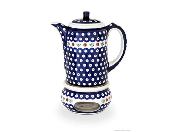 Bunzlauer Keramik Kaffeekanne 1.25L mit Stövchen, Dekor 41