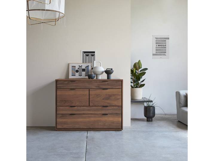 Kommode aus massivem Nussbaum Senson - Braun - Walnut