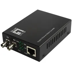 LevelOne Gigabit RJ45 zu ST Mediakonverter, Single-Mode Glasfaser, 20km