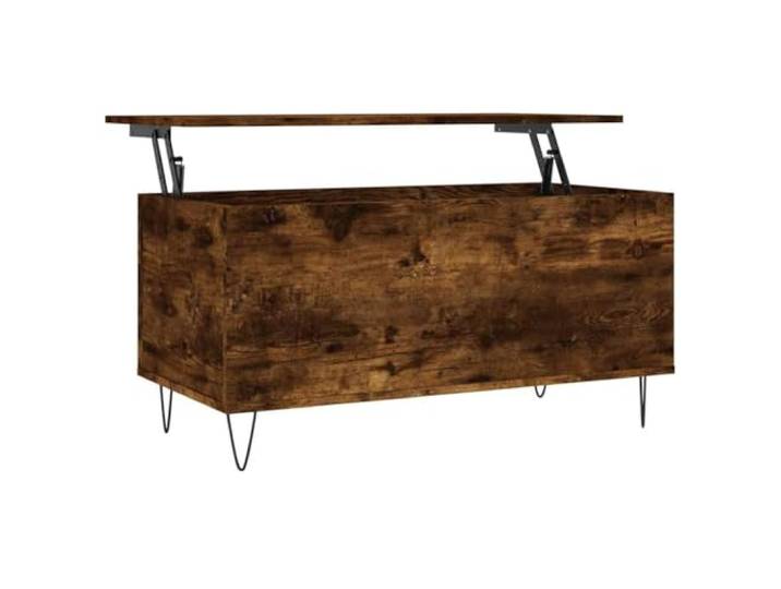 LASWWQMRF Couchtisch Höhenverstellbar 90x44,5x45 cm Räuchereiche Flexibler Beistelltisch mit klappbarer Tischplatte und verstecktem Fach für Ihr Wohnzimmer.