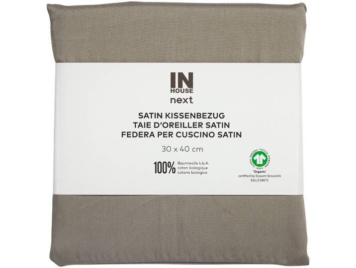 Inhouse Kissen Gots Satin 30x40 taupe