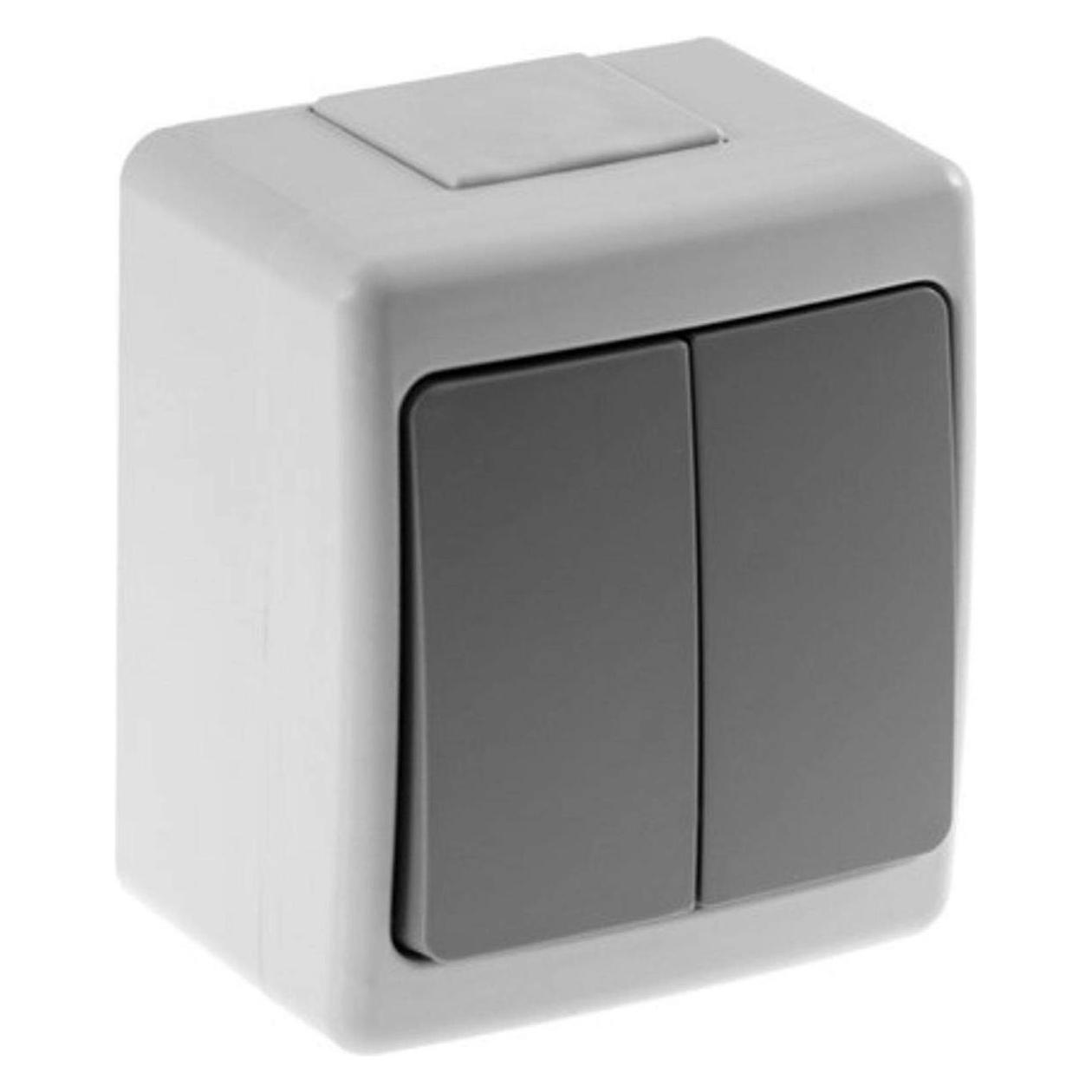Pawbol Schalter - 2 Tasten - IP44 - Grau (58203833)