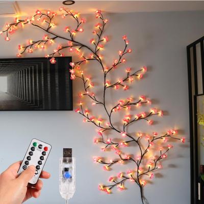 Combo Retail Shop Christmas Bulb Accessories Tree Lights, Cherry Blossom Bendable Flower Branch, Wedding Decoration Willow Vine 160cm 72 Led