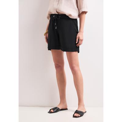 Shorts STREET ONE, Damen, Gr. 34, schwarz, Stoff, 100% Viskose, unifarben, loose fit kniefrei, Hosen Shorts, im Loose Fit