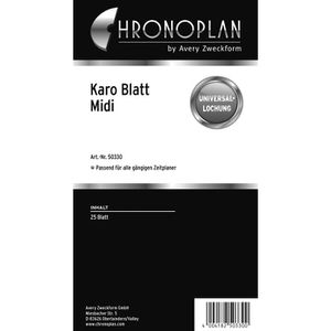 Chronoplan Ersatzeinlagen 50330, kariert, Midi, für Terminplaner, mit 6-fach Lochung, 25 Blatt